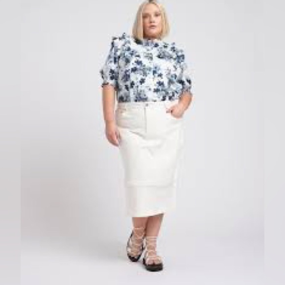 Bnwt!! Erdem x Universal Standard designer collaboration! White denim skirt!